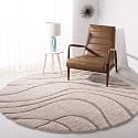 Geometric Wave Round Shaggy Carpet for Living