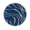 Geometric Wave Round Shaggy Carpet for Living
