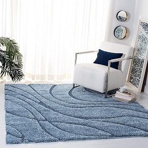 Geometric Wave Shaggy Carpet for Living Room