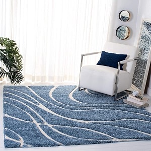 Geometric Wave Shaggy Carpet for Living Room