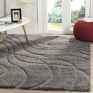 Geometric Wave Shaggy Rectangular Carpet For Living