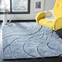 Geometric Wave Shaggy Rectangular Carpet For Living