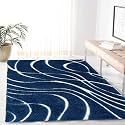 Geometric Wave Shaggy Rectangular Carpet For Living
