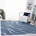 Geometric Wave Shaggy Rectangular Carpet For Living