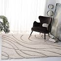 Geometric Wave Shaggy Rectangular Carpet For Living