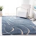 Geometric Wave Shaggy Rectangular Carpet For Living