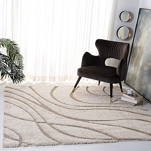 Geometric Wave Square Shaggy Carpet for Living
