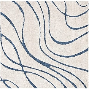 Geometric Wave Square Shaggy Carpet for Living