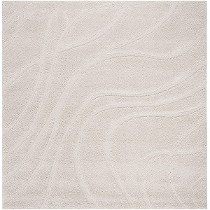 Geometric Wave Square Shaggy Carpet for Living
