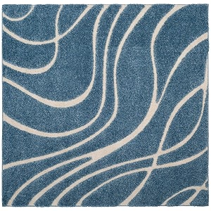 Geometric Wave Square Shaggy Carpet for Living