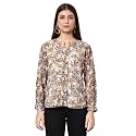 Georgette Leaf Printed V Neck Full Sleeve