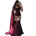 Georgette Sharara Set with Embroidered Top Royal
