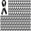 Geosar 100 Pcs Black Funeral Memorial Ribbon Pins with White Dove
