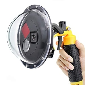 gepuly dome port for gopro hero 12 11 10 9 black dome port lens with waterproof housing case trigger floating hand grip built-in switchable red filter and 10x macro filter