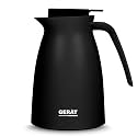 GERAT ECO-VAC Double-Wall Tempered Glass 1L Vacuum Flask | Twist Lock Lid | Smooth Pour Spout | Leak-Proof & Rust-Resistant | Ergonomic Handle | Keeps Liquids Hot for 12H & Cold for 24H | Black