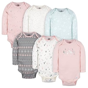 Gerber Baby Bodysuits Long-Sleeve Cotton Onesies 6-Pack