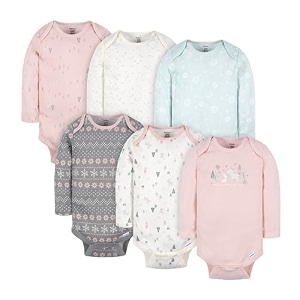 Gerber Baby Bodysuits Long-Sleeve Cotton Onesies 6-Pack
