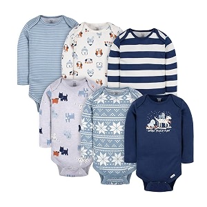 Gerber Baby Bodysuits Long-Sleeve Cotton Onesies 6-Pack