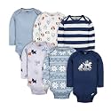 Gerber Baby Bodysuits Long-Sleeve Cotton Onesies 6-Pack