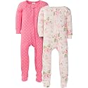 Gerber Baby Girls 2-Pack Footed Pajamas