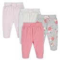 Gerber Baby Girls' 4-Pack Microfleece Pants