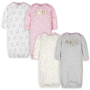 gerber baby girls sleeper gown 4-pack cotton nightgown set