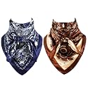 GERINLY Mens Wild Rag 2 Pack, Western Scarves Cowboy, Silk Feel Paisley Bandana Square 35 Inch
