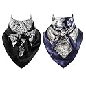 GERINLY Mens Wild Rag 2 Pack, Western Scarves Cowboy, Silk Feel Paisley Bandana Square 35 Inch
