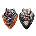 GERINLY Mens Wild Rag 2 Pack, Western Scarves Cowboy, Silk Feel Paisley Bandana Square 35 Inch