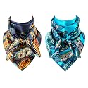 GERINLY Mens Wild Rag 2 Pack, Western Scarves Cowboy, Silk Feel Paisley Bandana Square 35 Inch
