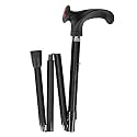 German Anatomical Grip Folding Walking Stick (Soft Touch) (Left Handed, Black)