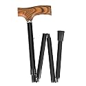 German Folding Wooden Grip Walking Stick - Height Adjustable - Fritz Grip (Black)