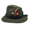 German Hat | 100% Wool Hats for Men &amp; Women - Bavarian Tirol Alps Wool Hat with Feather &amp; Sweat Band | Fedora