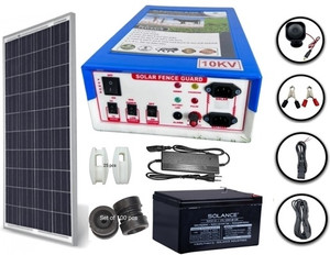 gernic ac dc solar fencing 10kv jhatka machine set with 220v adaptor mppt solar charge controller