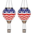 Gerrii 2 Pcs American Flag Hot Air Balloon Solar Lantern Waterproof Light