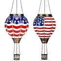 Gerrii 2 Pcs Hot Air Balloon Solar Lantern American Flag Solar Light Decor