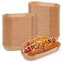 Gersoniel 100 Pcs Kraft Fall Paper Hot Dog Trays, Disposable Food Boats
