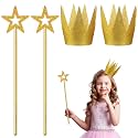 Gersoniel 2 Pcs 13'' Star Wand and 2 Pcs Gold Crown, Angel Princess Costume