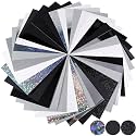 Gersoniel 36 Pcs Glitter Cardstock Paper A4, 8.3 x 11.7, Black White Color