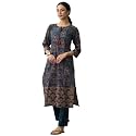 Gerua Blue Ethnic Motifs Printed Straight Kurta