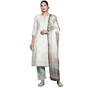 Gerua Cream Printed Chanderi Straight Kurta with