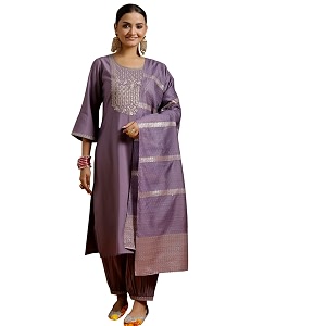 Gerua By Libas Embroidered Silk Blend Straight