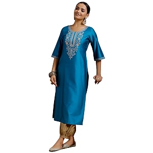Gerua By Libas Embroidered Silk Straight Kurta