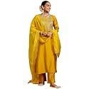 Gerua Mustard Yoke Design Straight Suit With