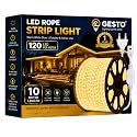 Gesto 10 Meter Warm White LED Rope Strip Light | 120 LEDs/Mtr IP65 Waterproof Indoor &amp; Outdoor Lights for Balcony, Home Decor &amp; Cove Light for False Ceiling | Cuttable Every 1M for Diwali Decoration