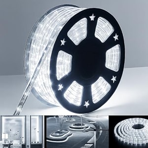 gesto 40 meter rope led strip lights  120 ledmtr waterproof outdoor lights for balcony home decor cove light for false ceiling  flexible cuttable strip light for diwali decoration - white 6500k