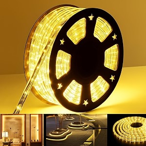 gesto 5 meter rope led strip lights  120 ledmtr waterproof outdoor lights for balcony home decor cove light for false ceiling  flexible cuttable strip light for diwali decoration - warm white