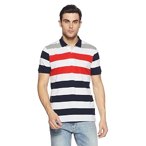 Get In Mens Striped Regular Fit Polo
