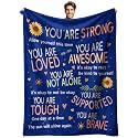 Get Well Soon Gifts for Women Mom After Surgery, Hug Healing Blanket Cancer Care Warm Gift for Patient, Inspirational Encouragement Comfort Thinking of You Present for Friend Men (Blue, 80’’x60’’)