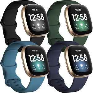 getino bands compatible with fitbit sense and fitbit versa 3 soft waterproof and durable classic silicone sport strap adjustable replacement wristbands for women men large small